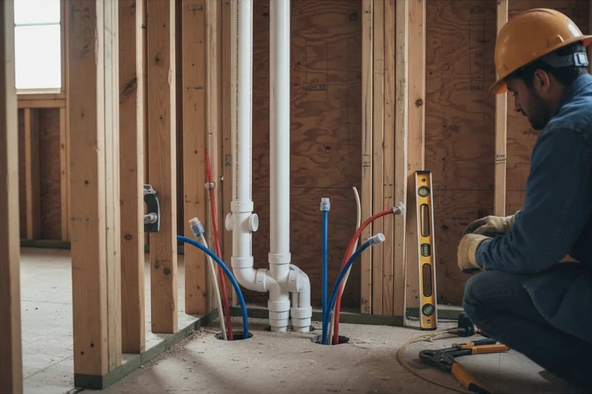 Drain and supply rough-in during Toilet Repair and Installation in Lynbrook
